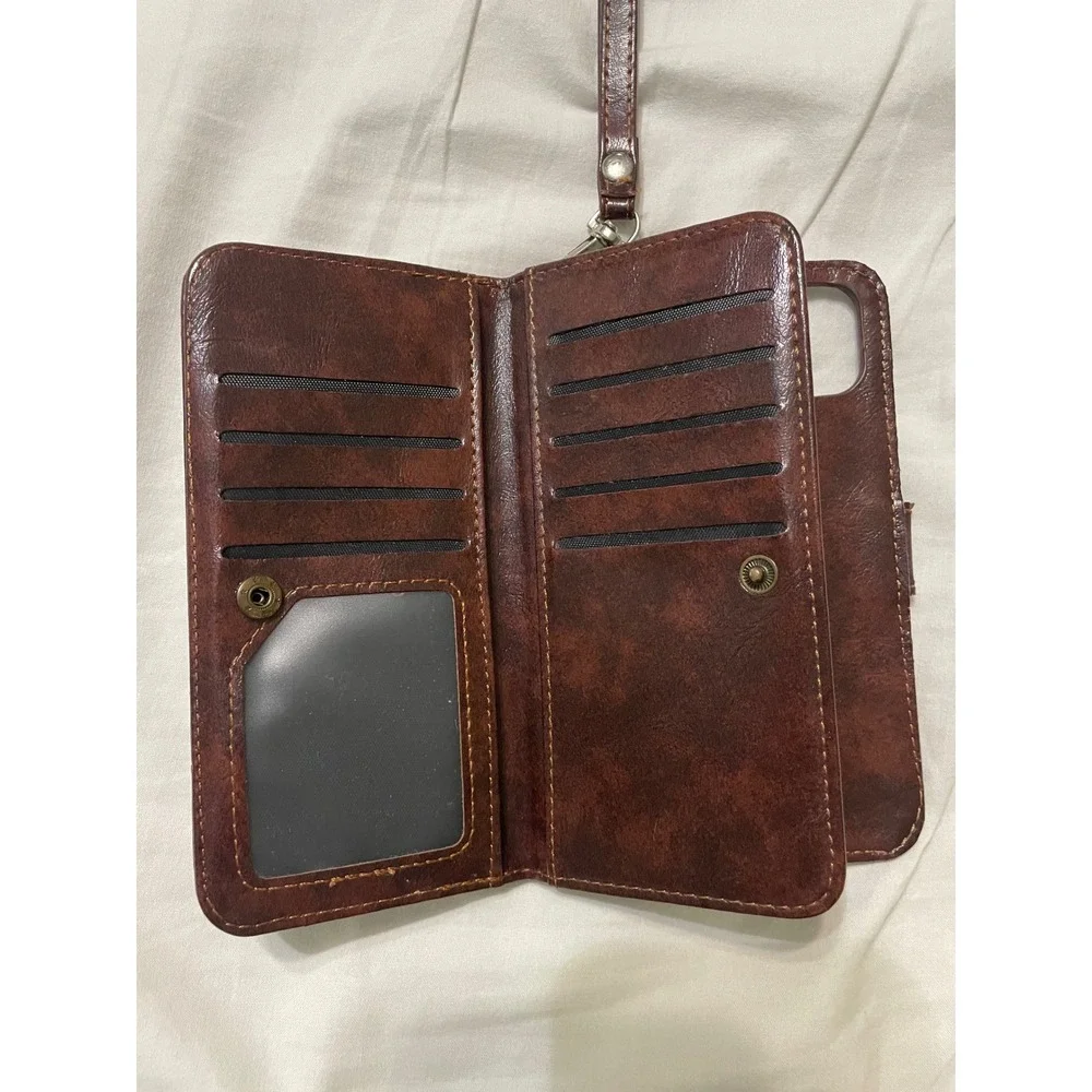 Unbranded Wallet Phone Case Womens OS‎ Brown Mandala Embossed Folio Wristlet